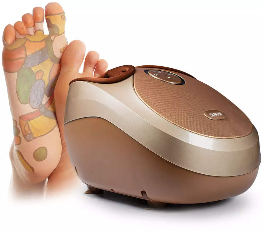 Masseur pieds Footbox avec un pied représentant les zones réflexes
