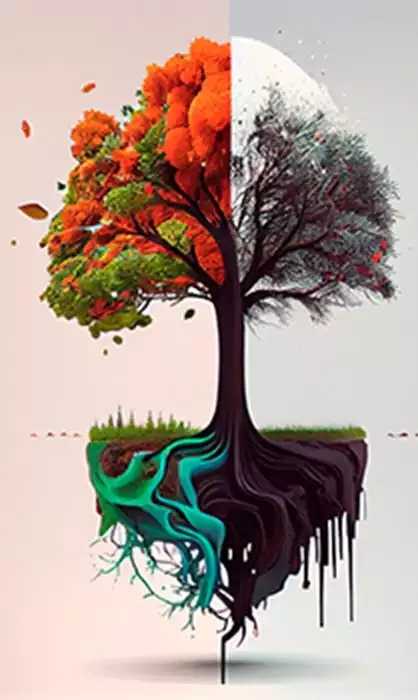 Illustration d'un arbre avec ses racines