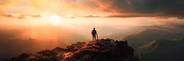 Homme au sommet d'une montagne