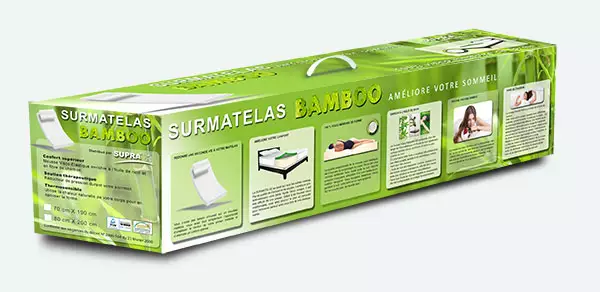 Surmatelas Bamboo dans son emballage