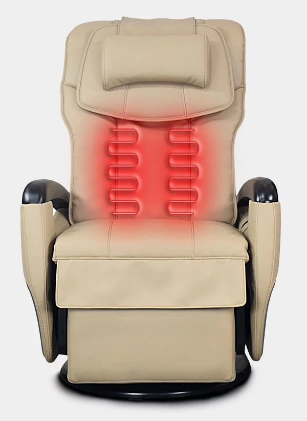Représentation en rouge du système de chaleur sur le fauteuil massantEasy Mass