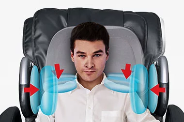Massage par air des épaules sur un fauteuil massant Mediform