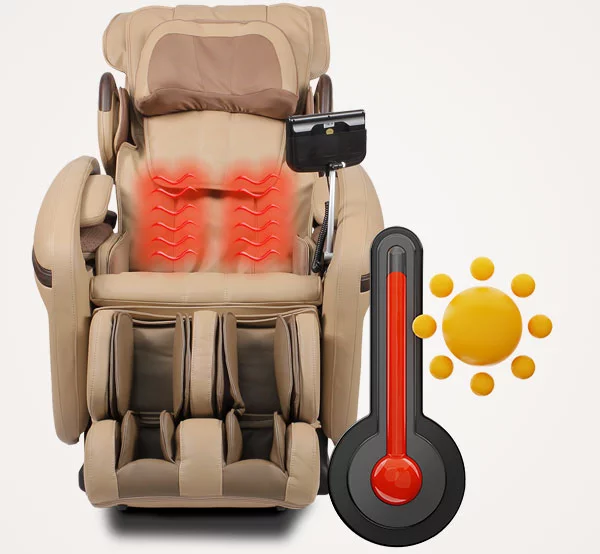Représentation en rouge du système de chaleur du fauteuil massant Mediform