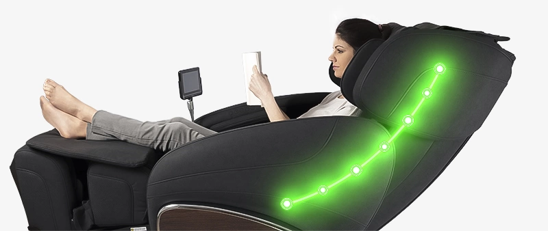 Représentation en vert de la fonction scan sur le fauteuil massant Evasion 3D